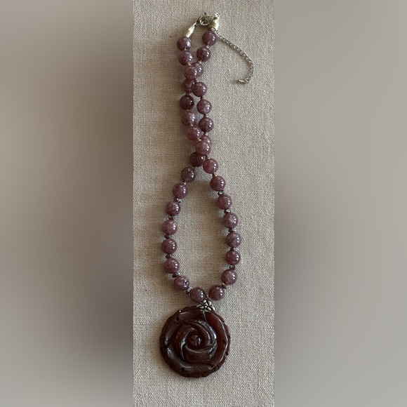 20 inch Lepidolite gemstone bead necklace NWOT - Picture 2 of 16